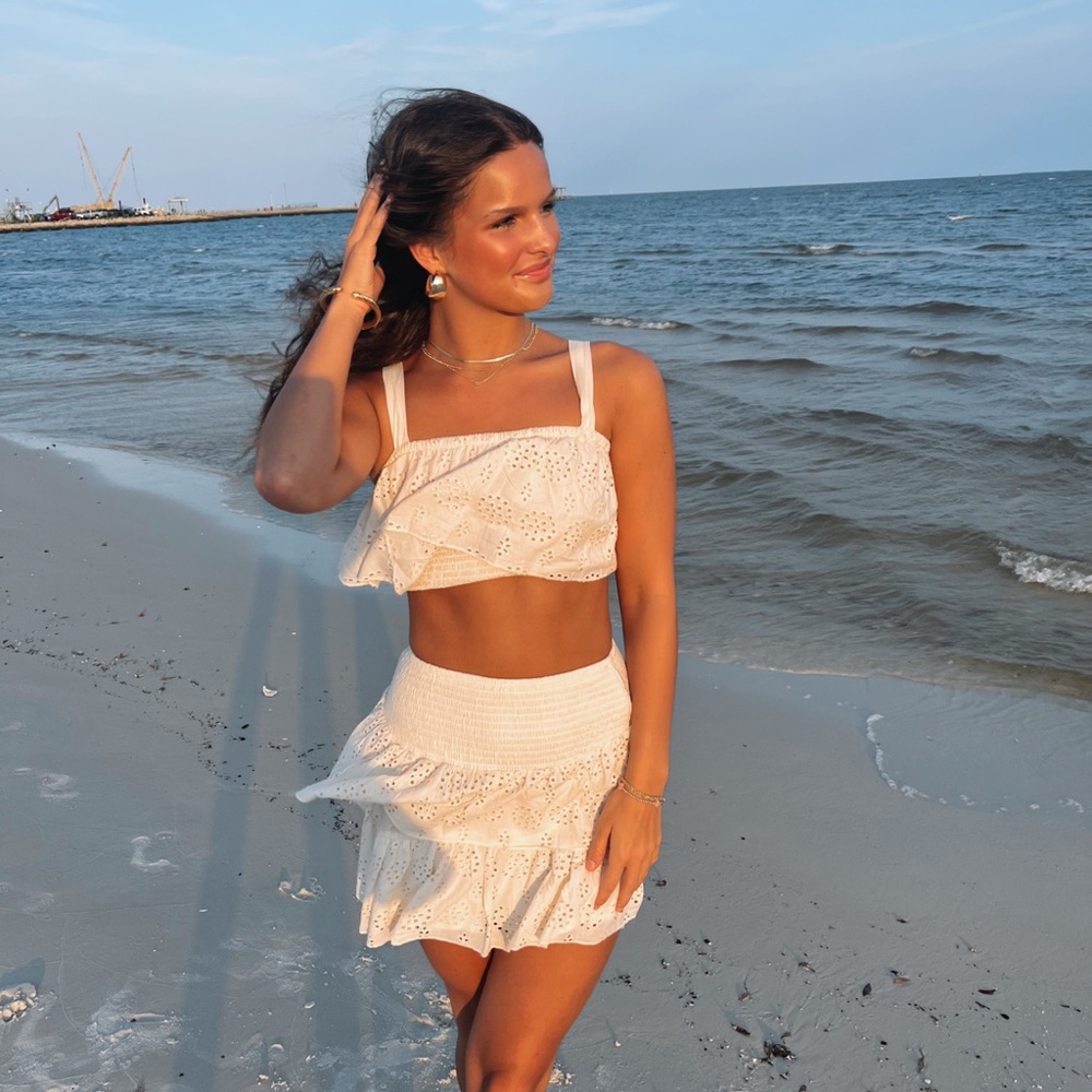 Cream Eyelet Two-Piece Set